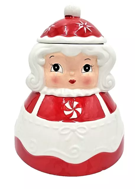 Johanna Parker MRS CLAUS PEPPERMINT Cookie Jar Carnival Cottage Christmas