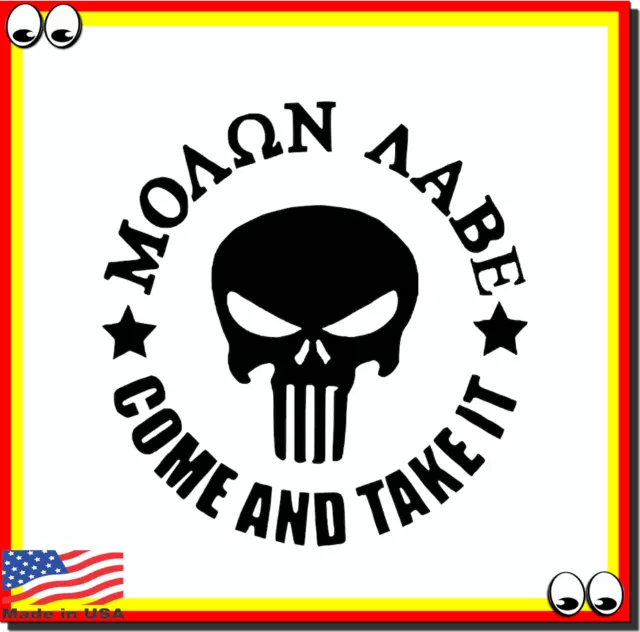 MOLON LABE Punisher Skull Logo Come And Take it Vinyl Cut Decal Sticker