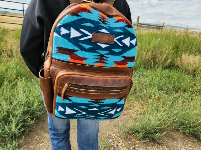 Leather Saddle Blanket Backpack- Turquoise Gypsy