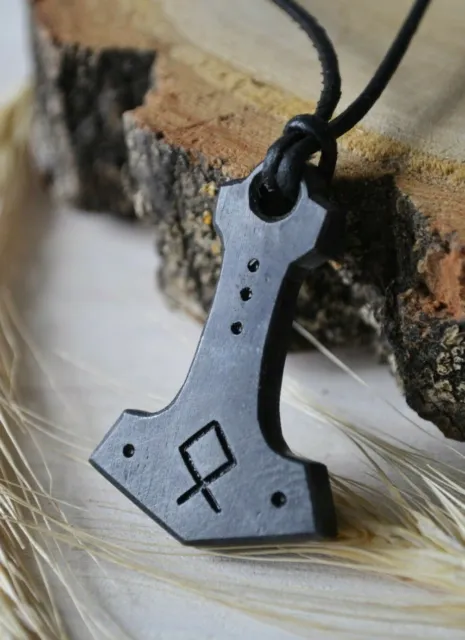 Viking Thors Hammer With Runes,MJOLNIR.Hand forged of pure Iron,Pendant.Amulet.
