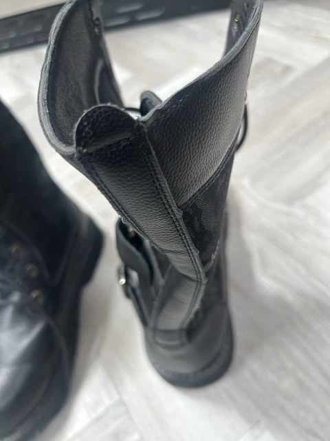 ADDAX RIDGE MENS tall Black Punk Goth 3 Buckle Boots UK 10. EU 45. Exc ...