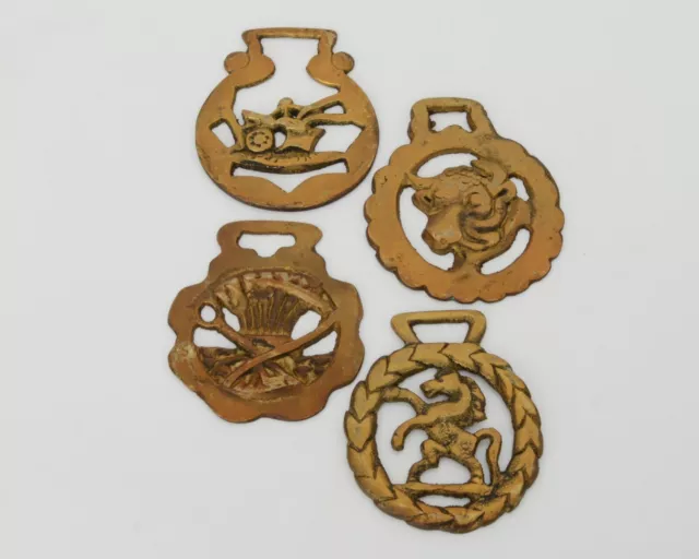 Vintage Set of 4 Brass Horse/Equestrian Harness Ornaments