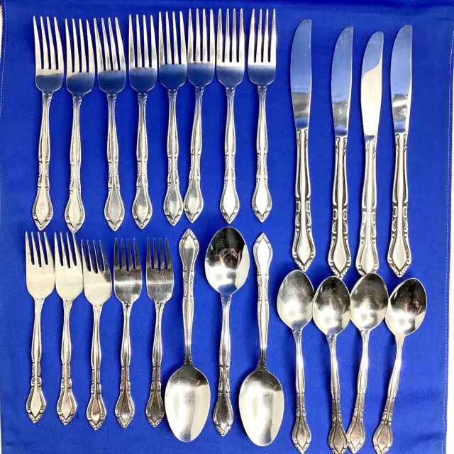 Rogers AUBERGE Stainless Flatware Set 24 PC Korea Fork Spoon Knives