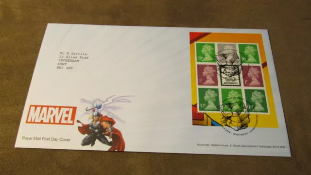 2019 GB FDC Cover Booklet Pane - Marvel Comics