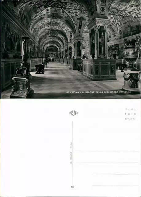 Postcard Vatikanstadt Rom Il Salone Della Biblioteca Vaticana 1950