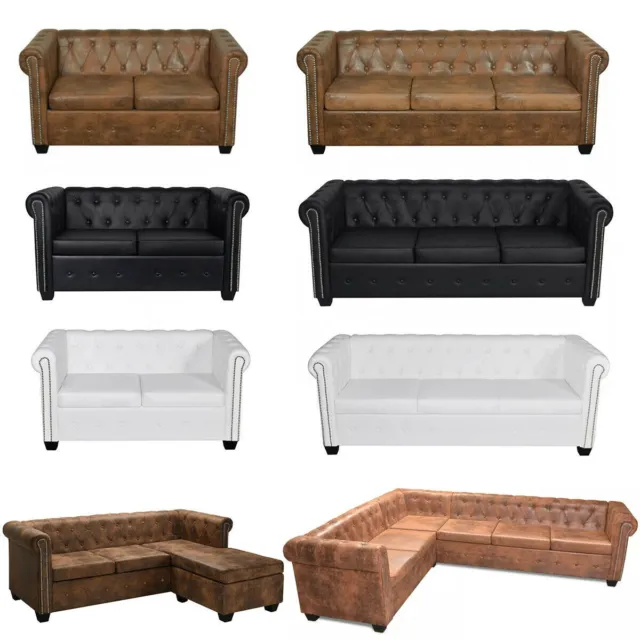 Chesterfield Sofa 2-6 Sitzer L-Form Kunstleder Couch Polstersofa Couchgarnitur