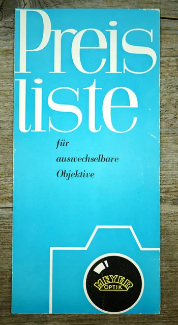 Meyer Optik PREISLISTE für OBJEKTIVE von 1964* Primagon Trioplan Primotar (X7076