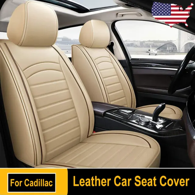 Breathable 2-seat Front Leather Car Seat Covers Cushion For Cadillac Accessories