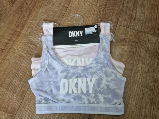 DKNY 2 PACK Girls Sports Bras Size 8 - 10 Years Old 32cm New