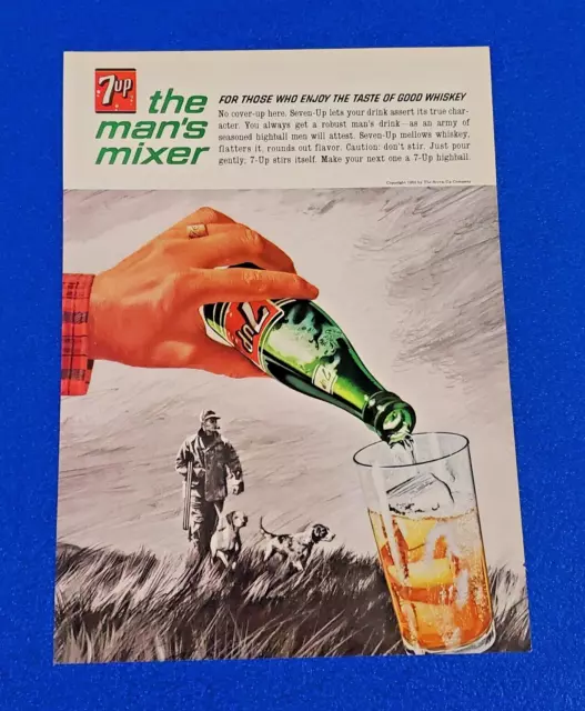 1962 Highball 7-Up Soda Original Color Print Ad "The Man's Mixer" Free Shipping