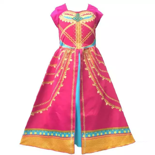 Girl Costume Aladdin Princess Jasmine Cosplay Outfits Sequin Fancy Dress 3-10yrs