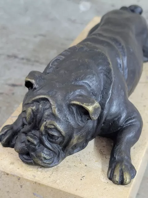 Art Deco Abstract Modern English French Bulldog Dog Bronze Statue Home Decor NR