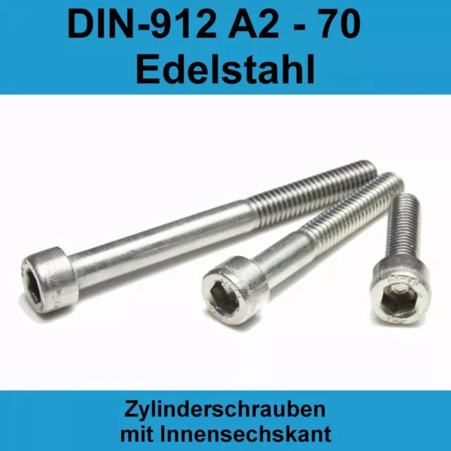 M10 DIN 912 Zylinderschraube Innensechskant Kopf Schrauben A2 Edelstahl V2A M10x