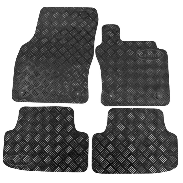 Fits Skoda Octavia Car Mats Tailored Rubber Mk3 2013 to 2019 4pc Black Floor Set