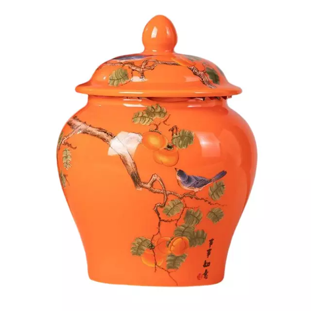 Chinese Style Porcelain Ginger Jar Caddy   Container  Lid Bud  Household Tea
