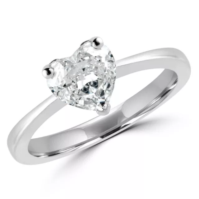 3.00Ct Heart Lab-Created Diamond Solitaire Engagement Ring 14K White Gold Plated