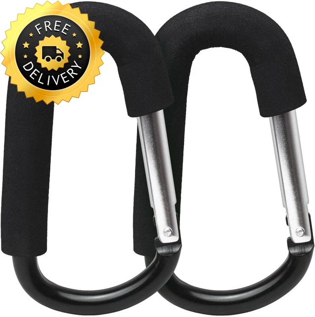 iGadgitz Home U7096 große Buggyclips Kinderwagen Haken Kinderwagen Karabiner schwarz