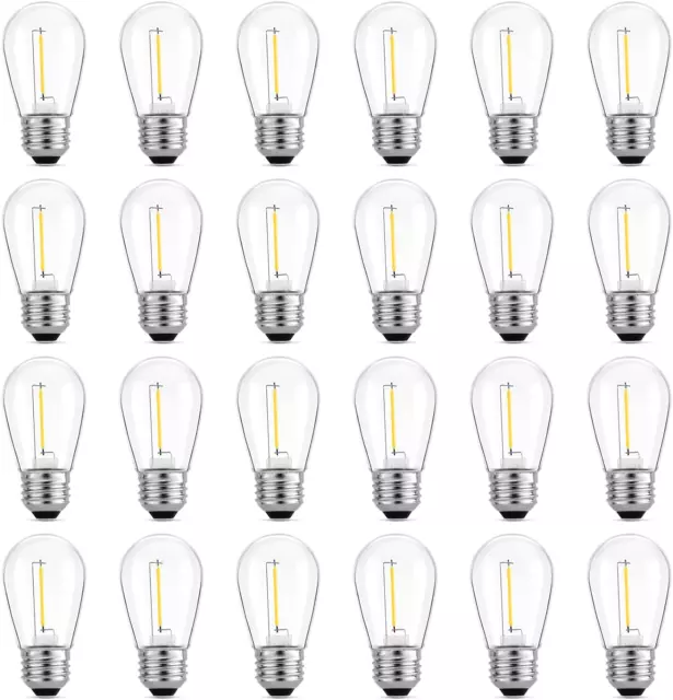 24-Pack LED 1W String Light Bulbs, S14 Plastic Shatterproof Edison Vintage Style