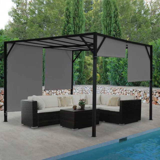 Pergola Baia, Garten Pavillon, 6cm-Stahl-Gestell + Schiebedach grau