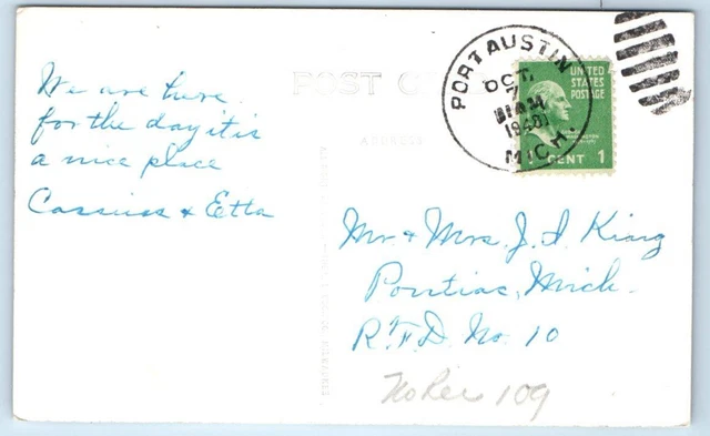 RPPC PORT AUSTIN, MI Michigan ~ BROKEN ROCKS at The COVE 1948 Cook Postcard 2