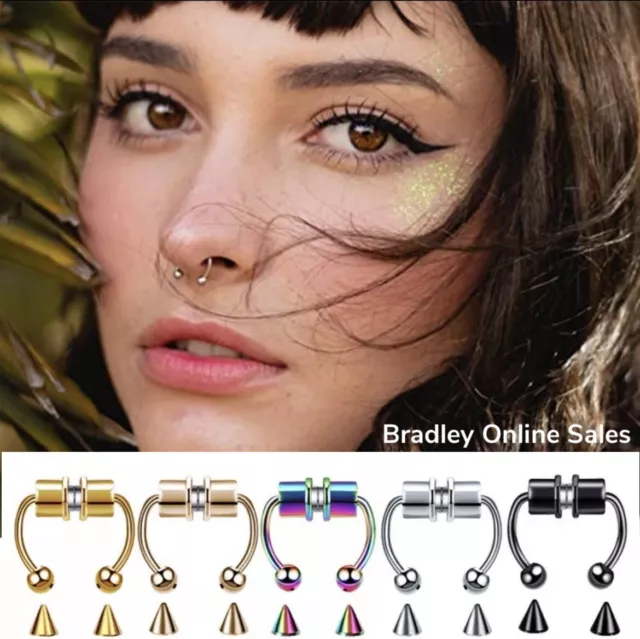 Magnetic Nose Ring Non-Piercing Fake Septum Segment Helix Tragus Faux Clicker UK