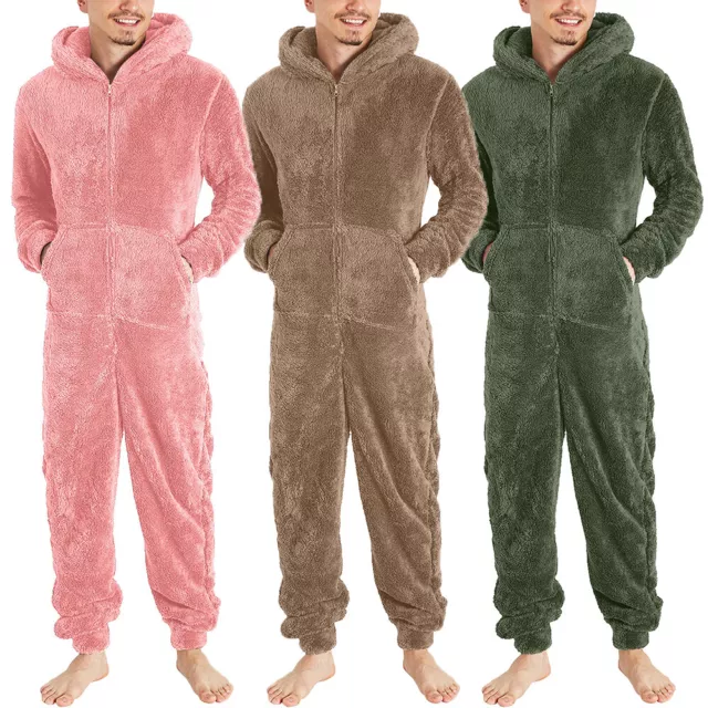 Combinaison À Capuche En Polaire Moelleuse Pour Hommes 1 Combinaison Pyjama F 2