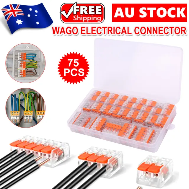 75x For Wago 413 Compact Splicing Connectors Terminal Wire Block Clamp Reusable