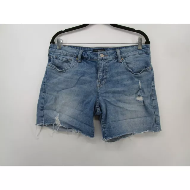 Lucky Brand Womens 8 Mid Rise Cut Off Hem Stretch Denim Short Blue