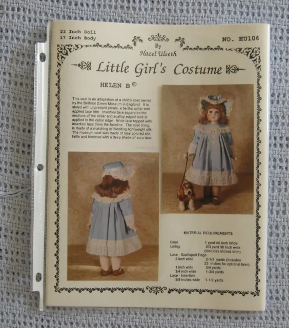 Antique Vintage Doll Pattern HU106 by Hazel Ulseth Helen B 22" doll 17" body new
