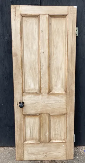 Antique Victorian 4 Panel Stripped Pine Door 2.4 M X 80 Cm