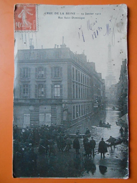 Paris    -    Inondation De 1910   :     La Rue Saint-Dominique.