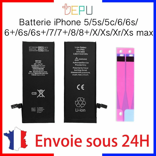 Batterie iPhone 5 SE 6 6S 7 8 plus X Xr Xs MAX Recharge Interne Neuf Compatible