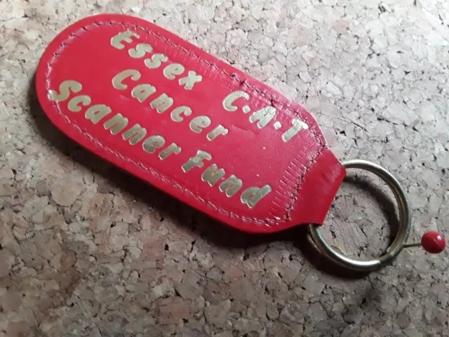 Vintage '80s Essex C.A.T. Cancer Scanner Fund Keyring Key Fob - Cat On Reverse l