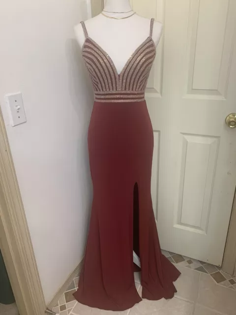 BRIDESMAID WEDDING PROM Homecoming Formal Long Gown Red Maroon $225.00 ...