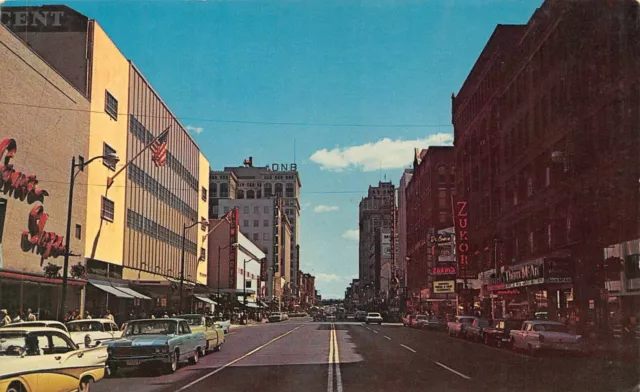 Riverside St. Vtg Cars Street Scene Downtown Spokane,WA Vtg 1960's Postcard