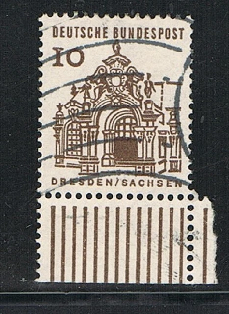Deutsche Bauwerke klein 10(Pf) 454 Unterrand gestempelt