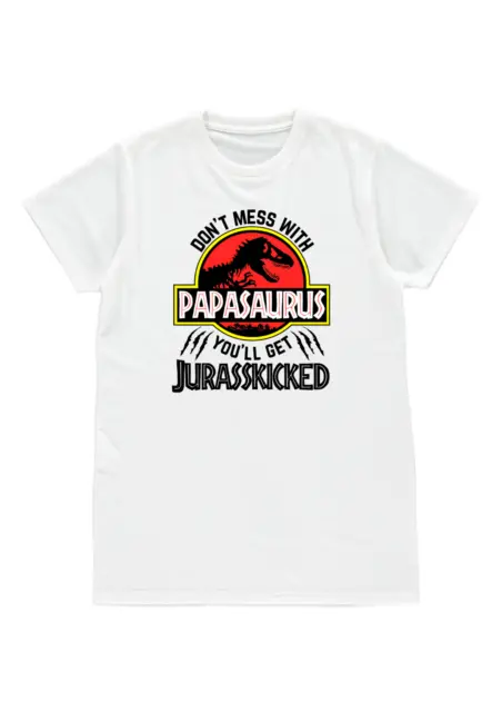 Papasaurus Mens Funny T-Shirt, Jurassic Park Dinosaur Fathers Day Birthday Gift