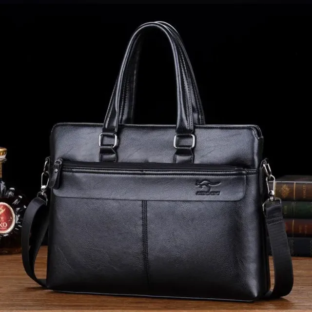 14'' Mens LEATHER Bag Business Office Crossbody Handbag Briefcase Laptop Pack