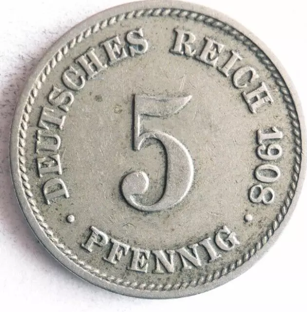 1908 G German EMPIRE 5 PFENNIG - Excellent Coin German Bin #12