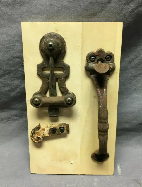 Antique Vintage Cast Iron Thumb latch Door Handle Hardware Set Old 1135-21B