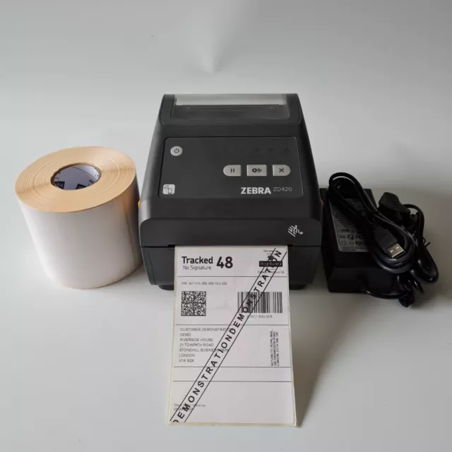 Zebra ZD420 Direct Thermal Label Wireless Printer 203dpi PSU Labels 702