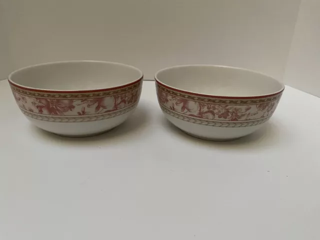 Royal Doulton Studio PROVENCE 2 Soup or Cereal Bowls ROUGE Red Pink Mint