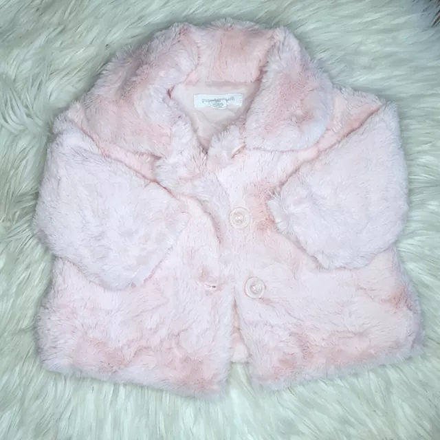 PUMPKIN PATCH - Size 0-3m (000) baby girls pink faux fur winter jacket coat