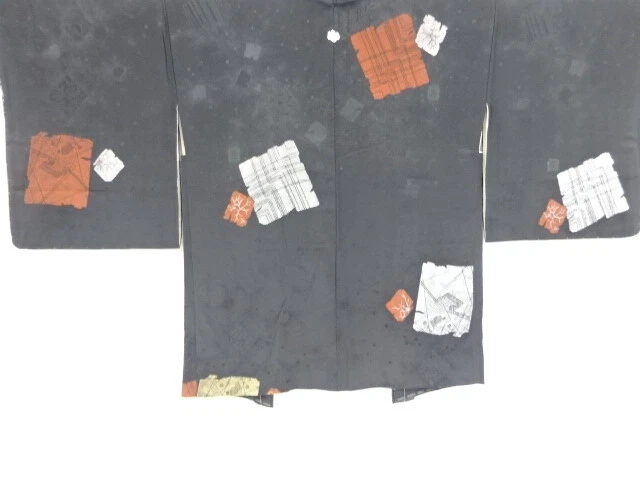 81679# Japanese Kimono / Antique Haori / Woven Shikishi Pattern