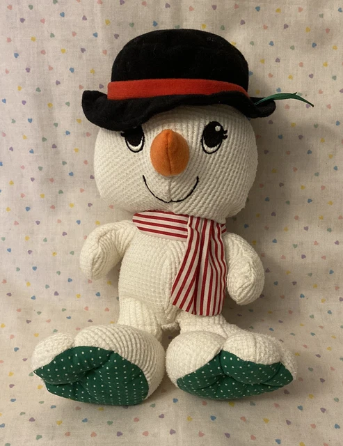 Vintage 1997 Fisher-Price Cozies Snowman Thermal Waffle Stuffed Animal Plush 10”
