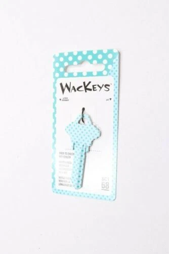 (6-Pk) Hillman House/Entry Key Blank Brass Teal Polka Dot 88973