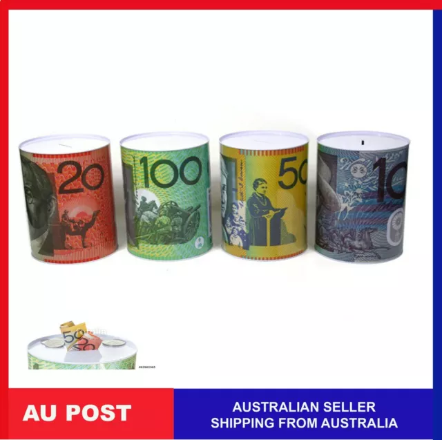 10 20 50 100 Dollar Note Money Tin Australian Box Jar OZ variety Piggy Bank Coin