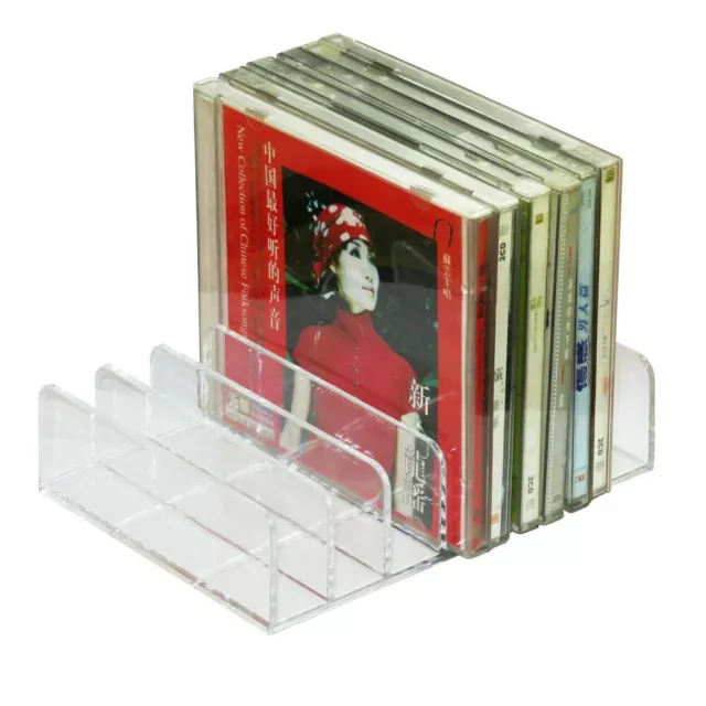 Clear Acrylic CD DVD Holder Storage Rack Tray CD Disk Case Space Organizer