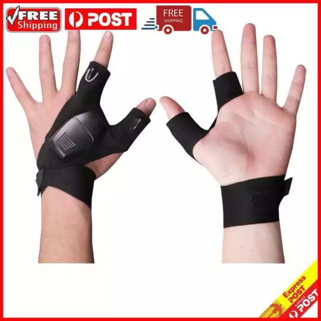 Outdoor Fishing Fingerless Gloves LED Flashlight Camp Hiking Cycling Gloves