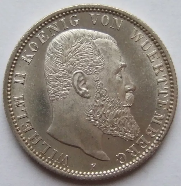Coin Empire 2 Mark Wilhelm II King From Württemberg 1899 F IN